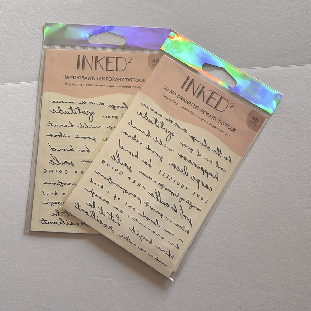 Inked 2 | Hand-Drawn Temporary Tattoos| 48 Count Sheets | Love Life Positivity 2 - Picture 7 of 7